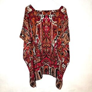 Chico's Red Orange Paisley Tunic Top